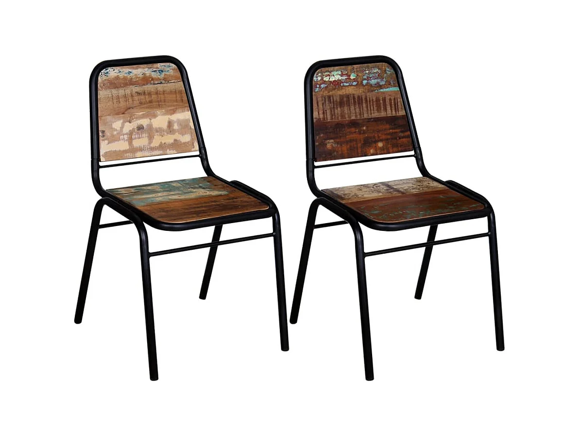 Chaises à manger lot de 2 bois de récupération massif