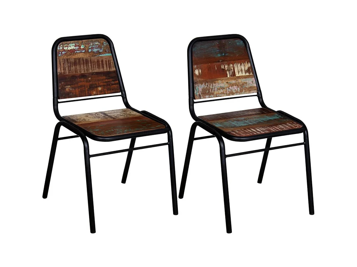 Chaises à manger lot de 2 bois de récupération massif