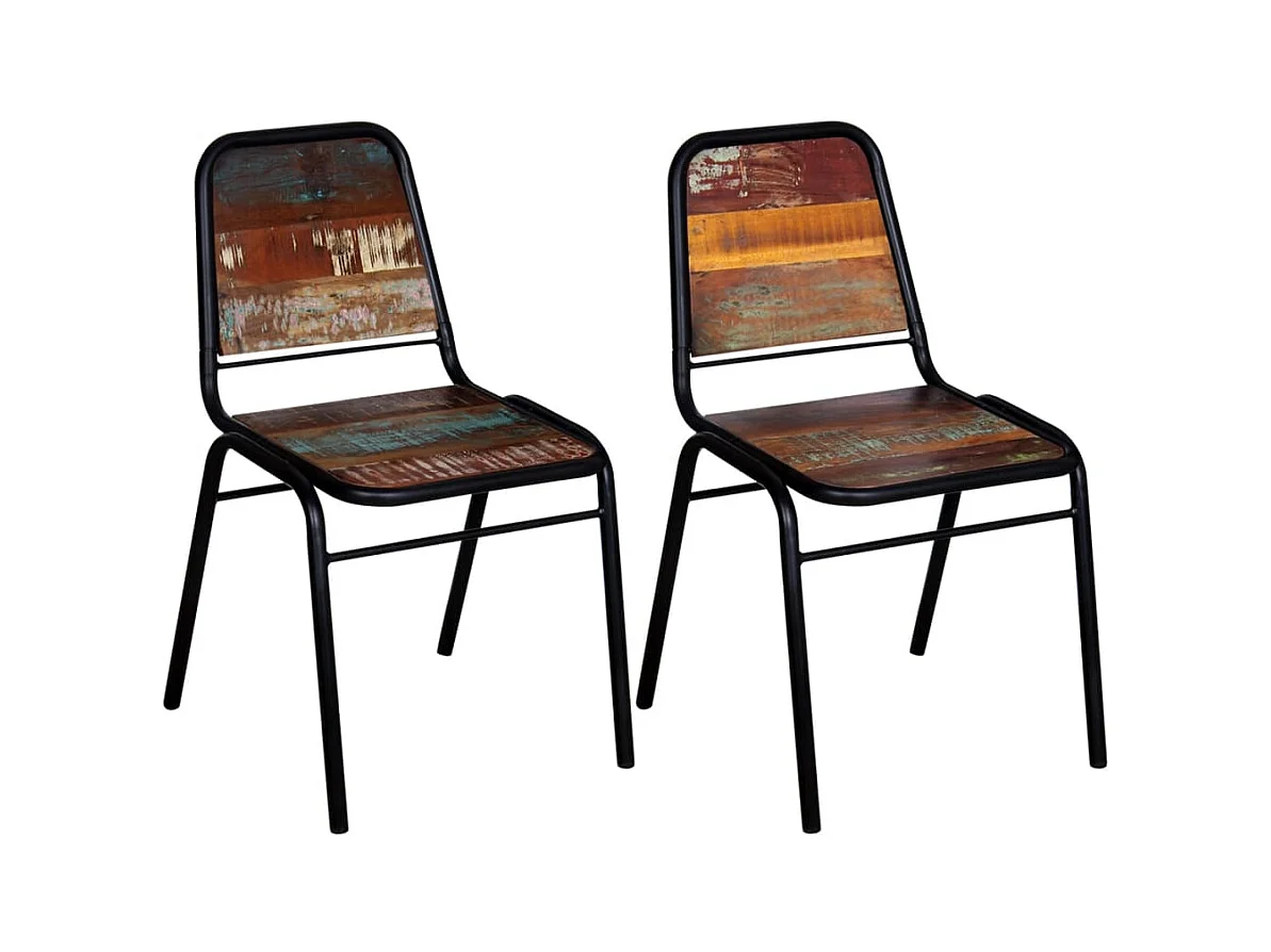Chaises à manger lot de 2 bois de récupération massif