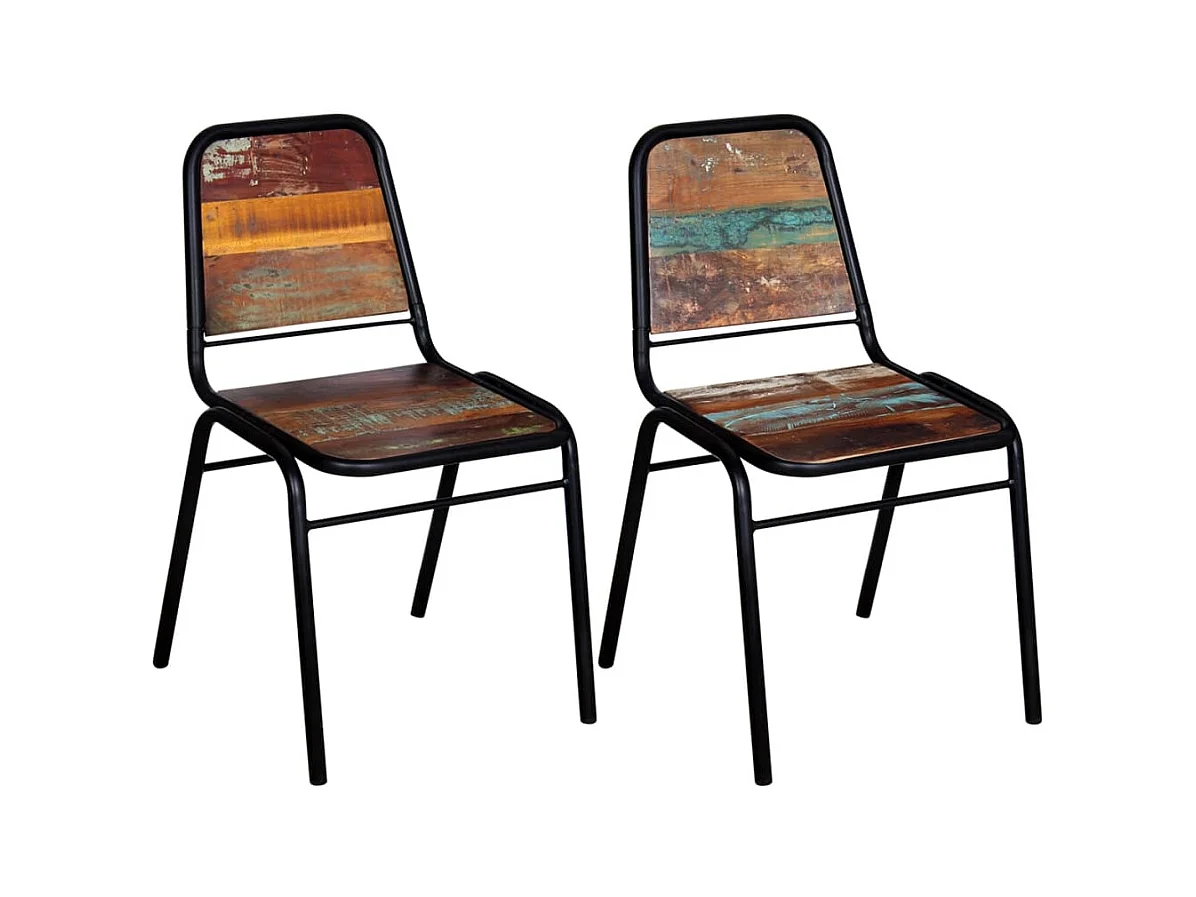 Chaises à manger lot de 2 bois de récupération massif