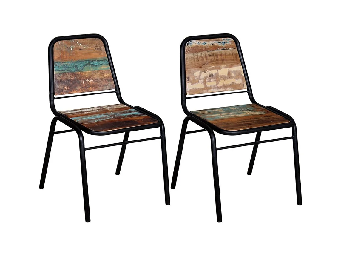 Chaises à manger lot de 2 bois de récupération massif