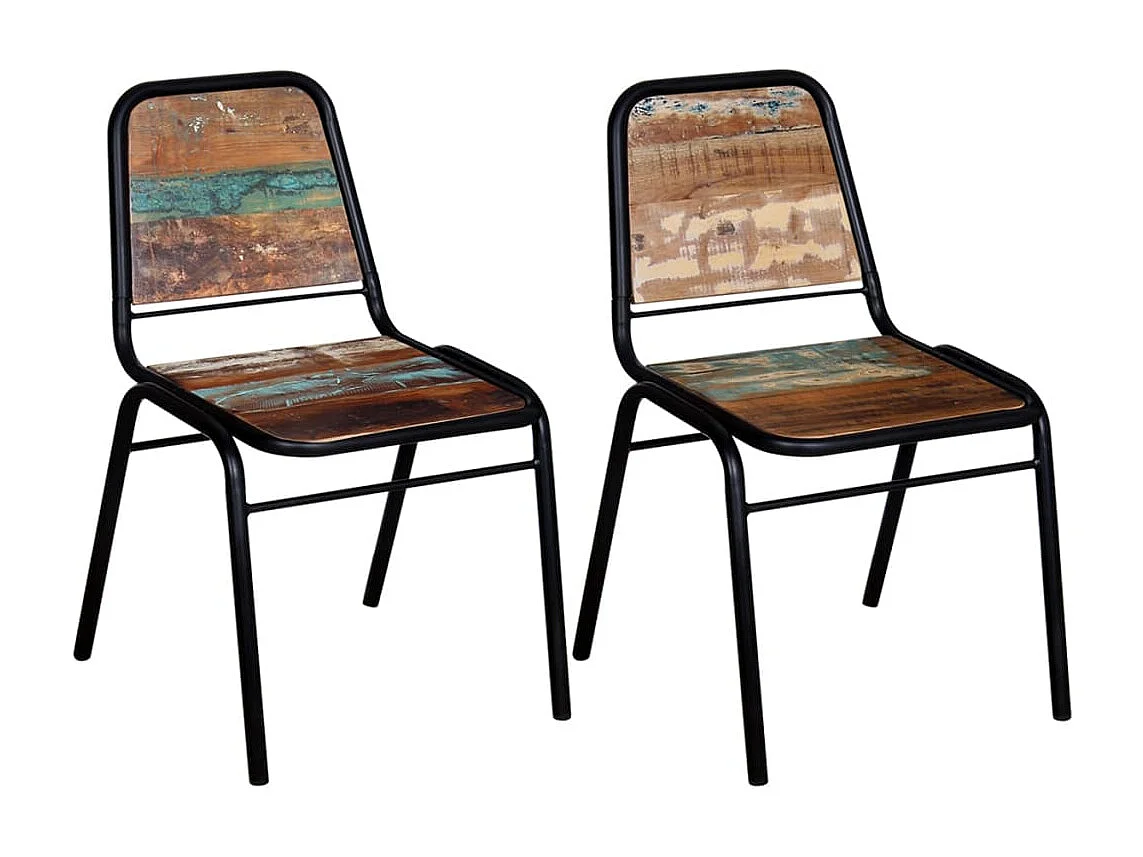 Chaises à manger lot de 2 bois de récupération massif