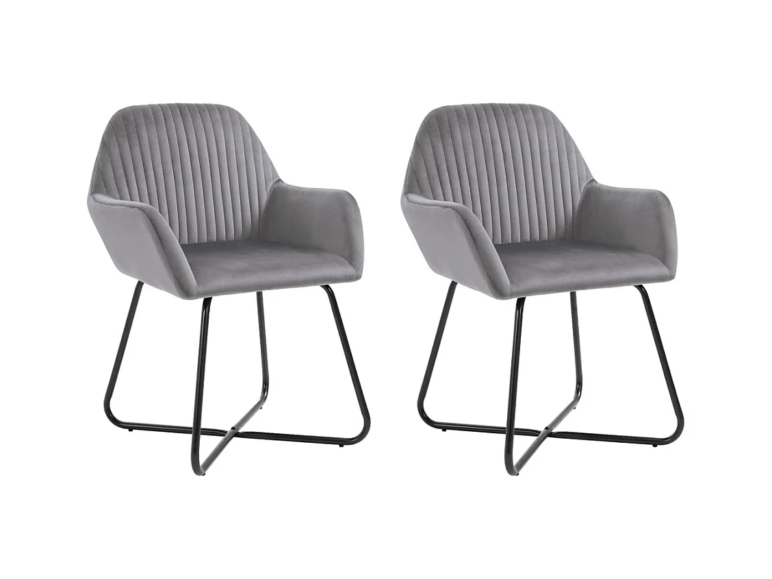 Eetkamerstoelen set van 2 grijs fluweel