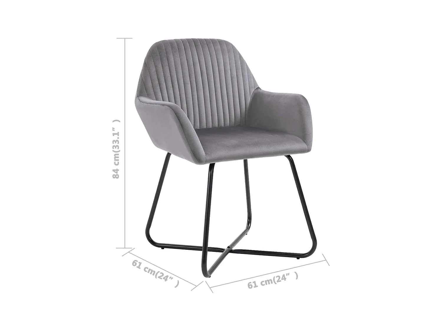 Eetkamerstoelen set van 2 grijs fluweel