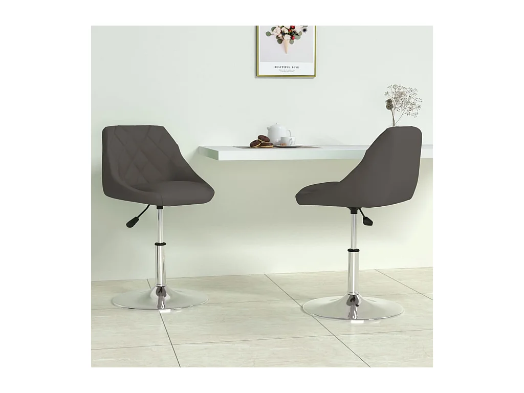 Chaises pivotantes à manger lot de 2 Gris foncé Velours