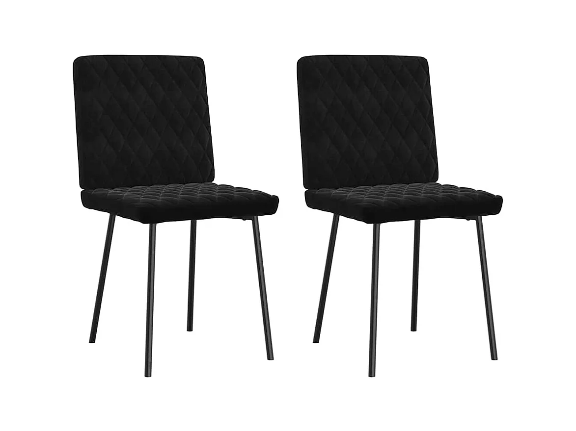 Chaises à manger lot de 2 Noir Velours