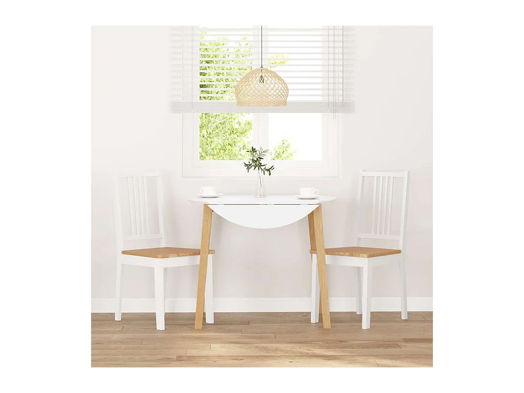 Chaises à manger 2 pcs blanc bois massif caoutchouc