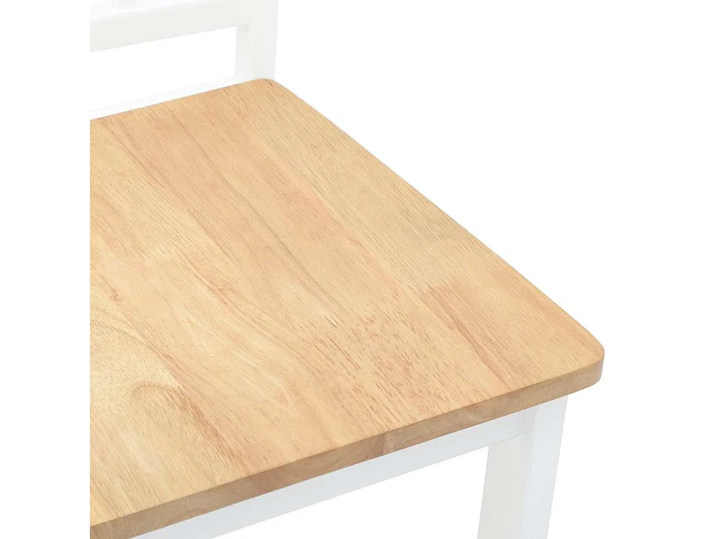 Chaises à manger 2 pcs blanc bois massif caoutchouc