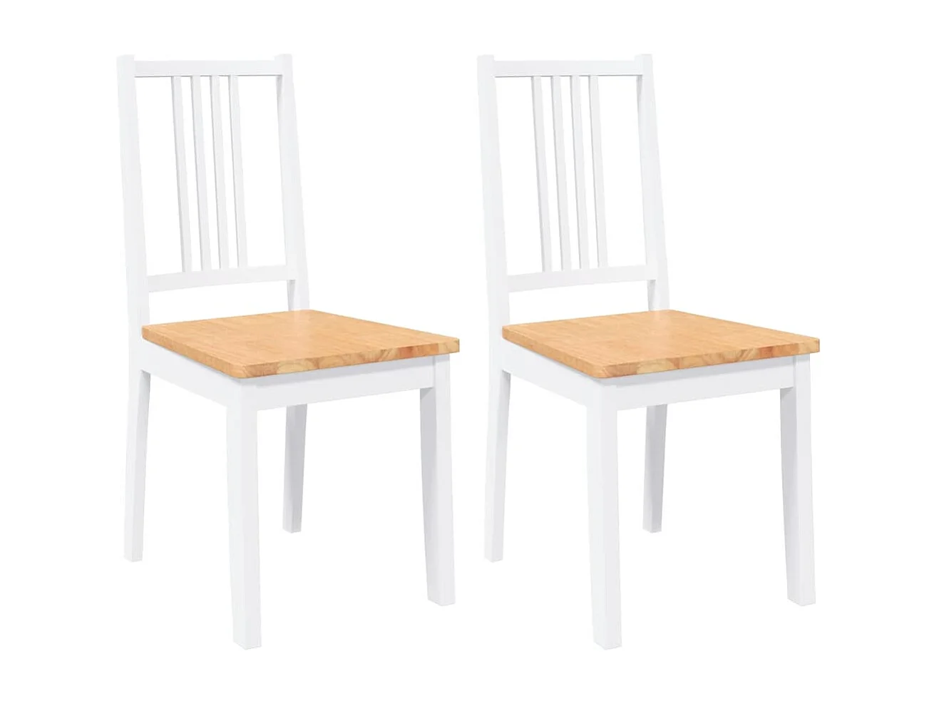 Chaises à manger 2 pcs blanc bois massif caoutchouc