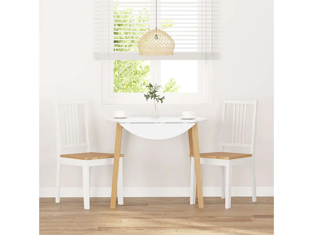 Chaises à manger 2 pcs blanc bois massif caoutchouc