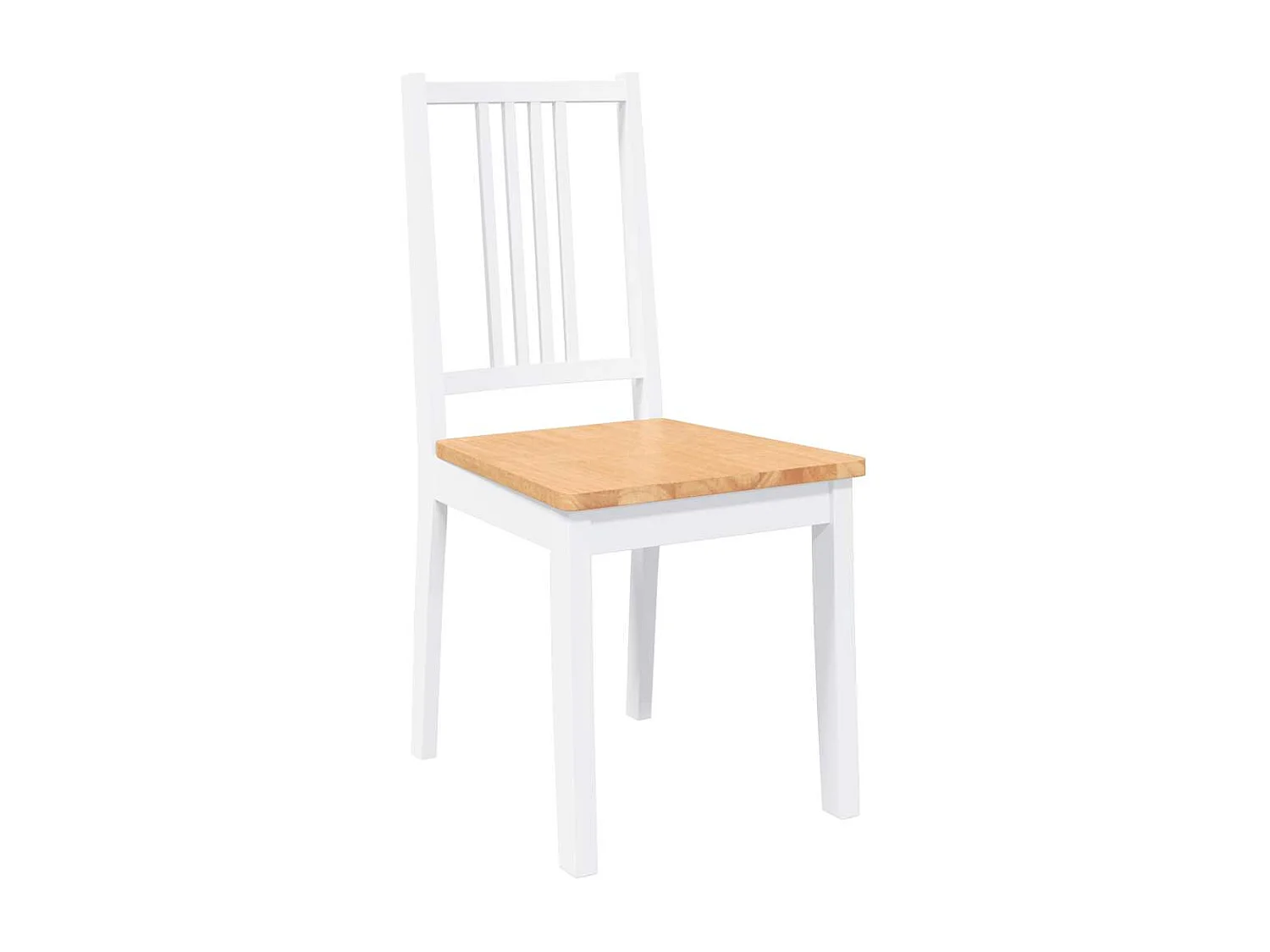 Chaises à manger 2 pcs blanc bois massif caoutchouc