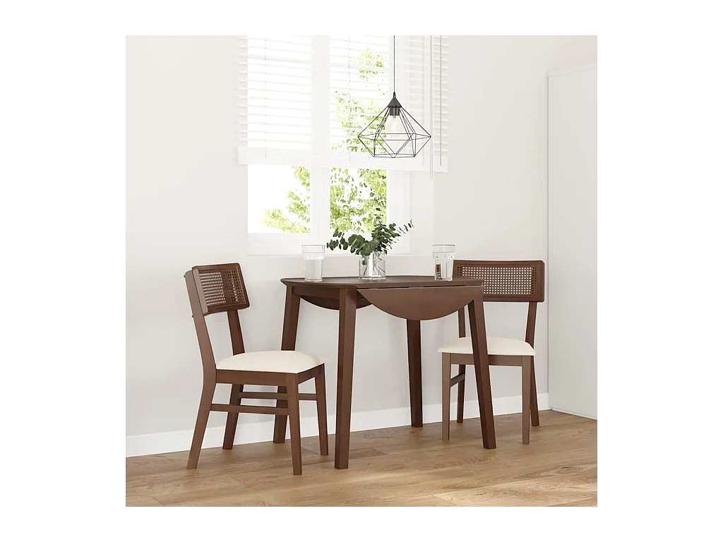 Chaises à manger coussins 2 pcs marron bois massif caoutchouc