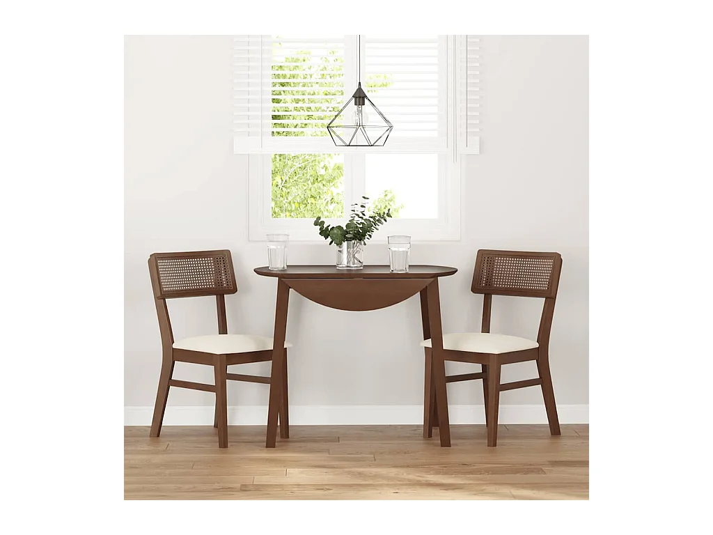 Chaises à manger coussins 2 pcs marron bois massif caoutchouc