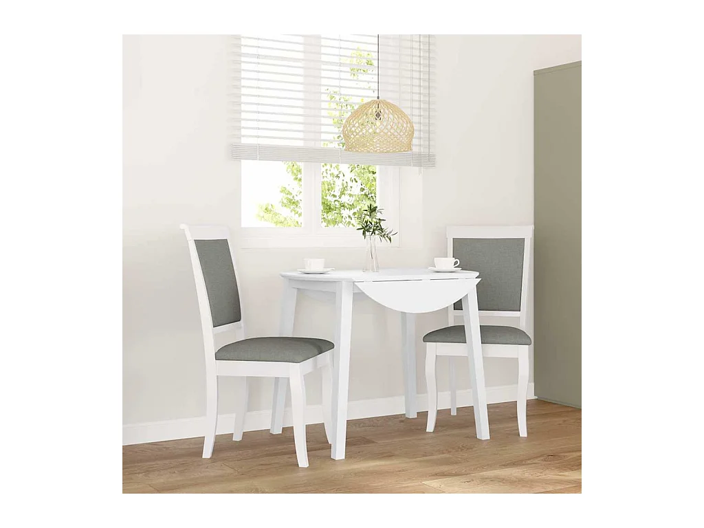 Chaises à manger coussins 2 pcs blanc bois massif caoutchouc