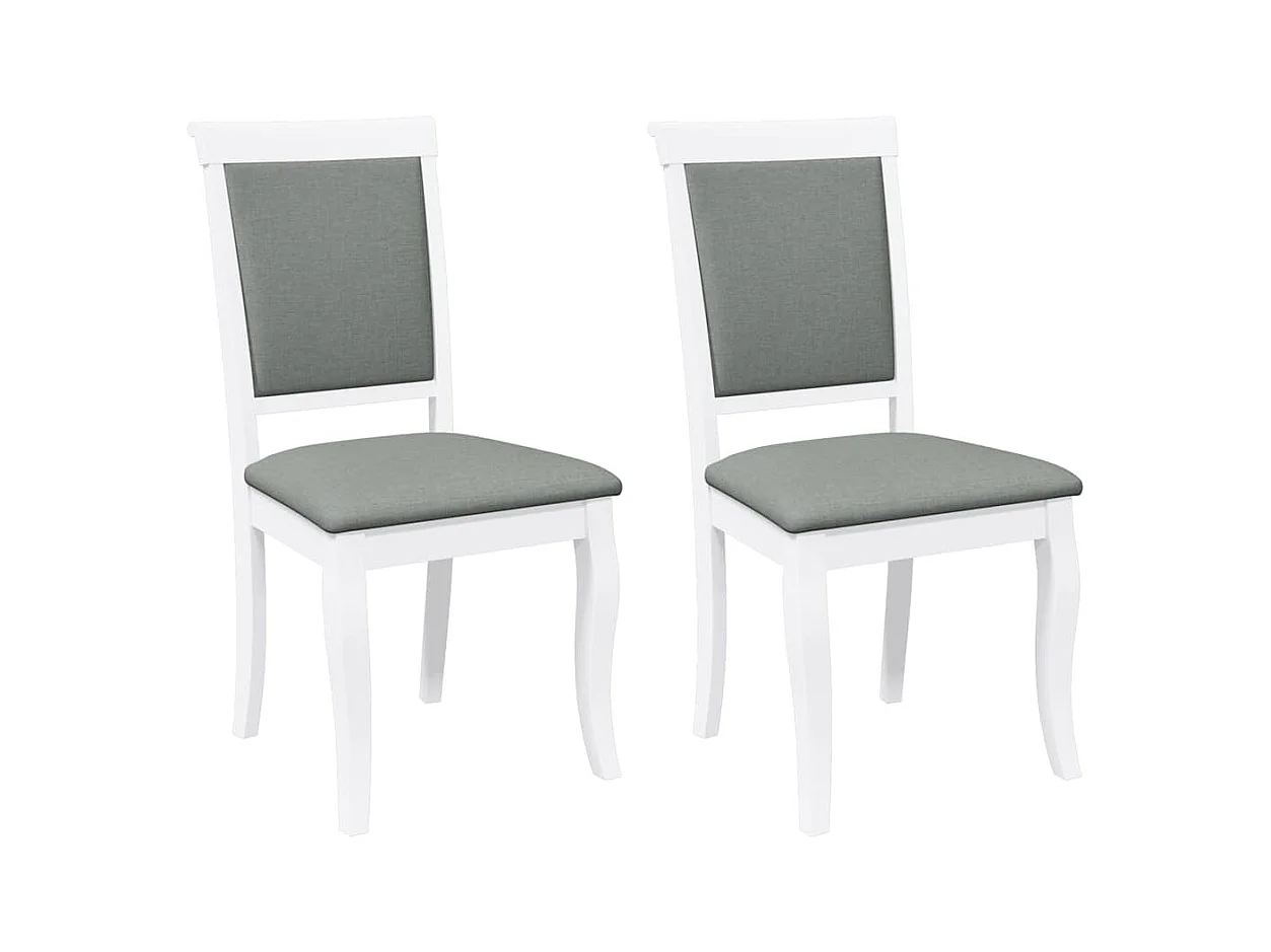 Chaises à manger coussins 2 pcs blanc bois massif caoutchouc