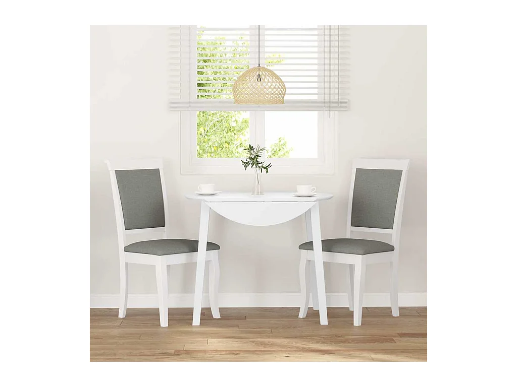 Chaises à manger coussins 2 pcs blanc bois massif caoutchouc