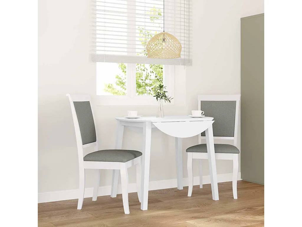 Chaises à manger coussins 2 pcs blanc bois massif caoutchouc