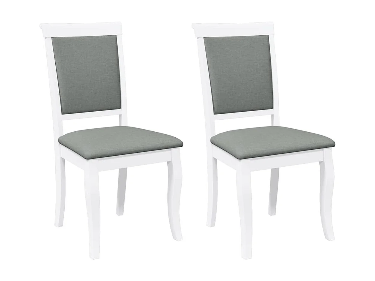 Chaises à manger coussins 2 pcs blanc bois massif caoutchouc