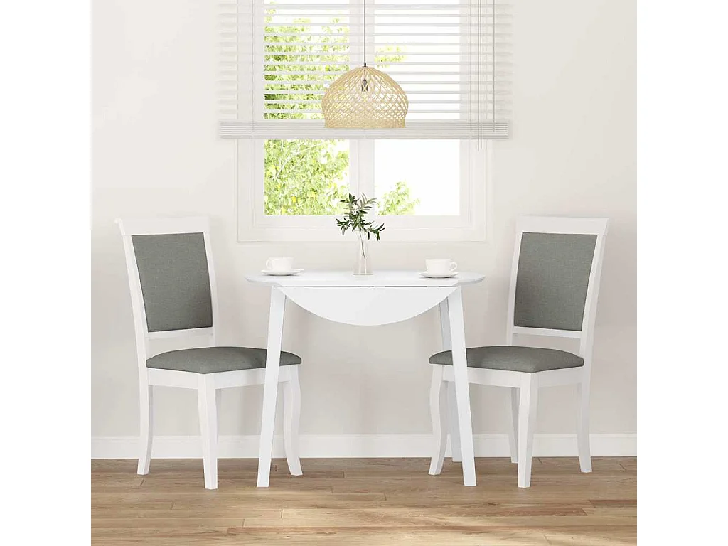 Chaises à manger coussins 2 pcs blanc bois massif caoutchouc