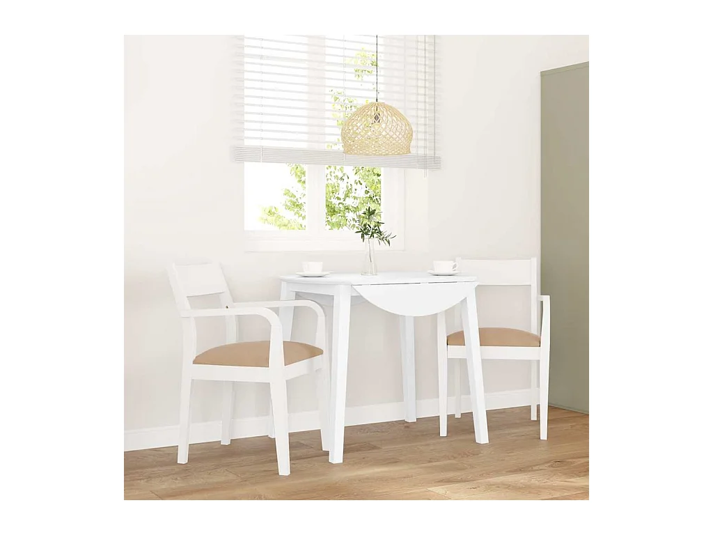 Chaises à manger coussins 2 pcs blanc bois massif caoutchouc