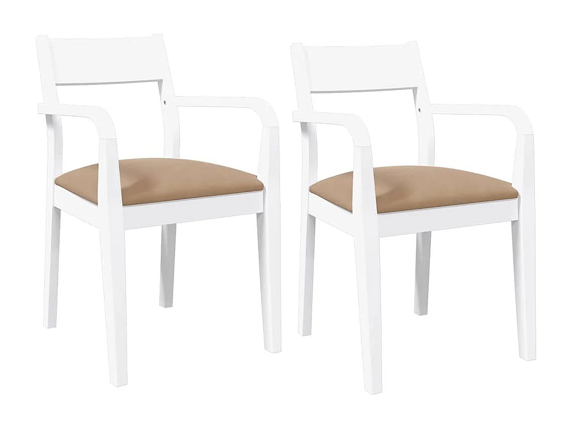 Eetkamerstoel kussens 2 stuks wit massief hout rubber