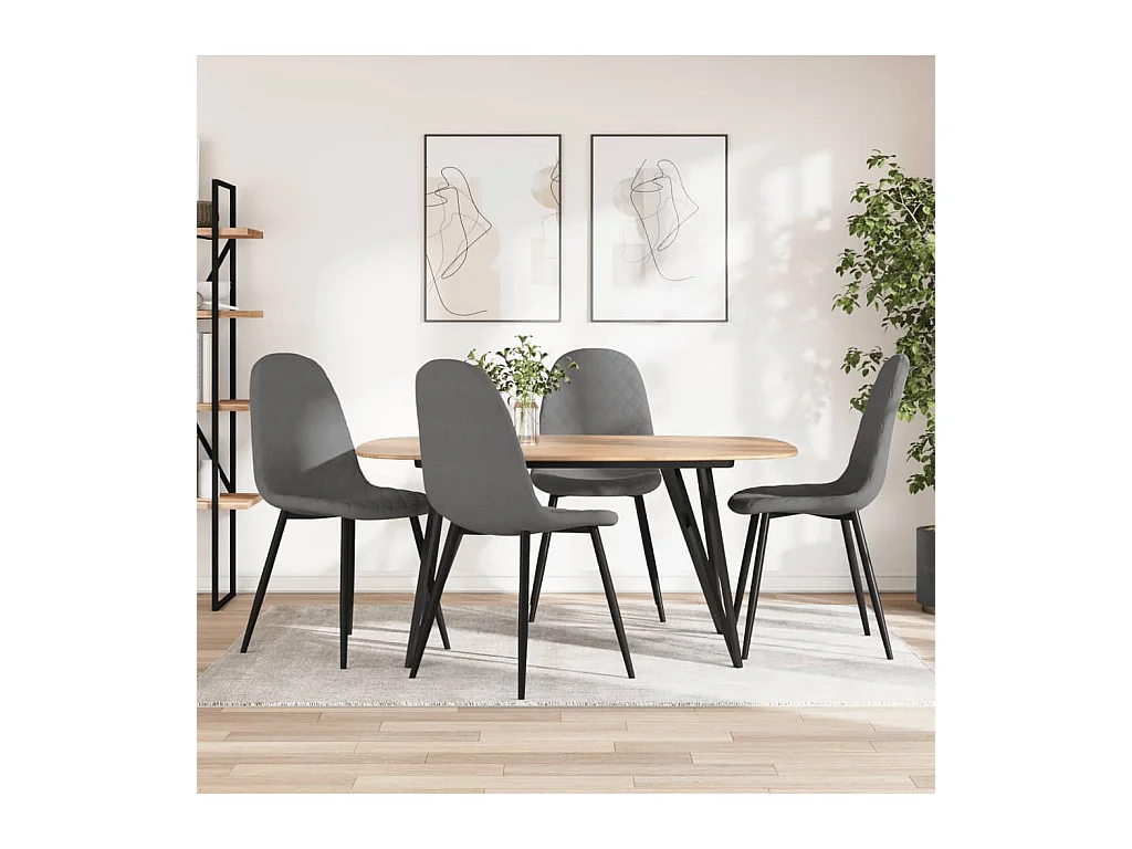 Set di 4 sedie da pranzo in velluto grigio chiaro