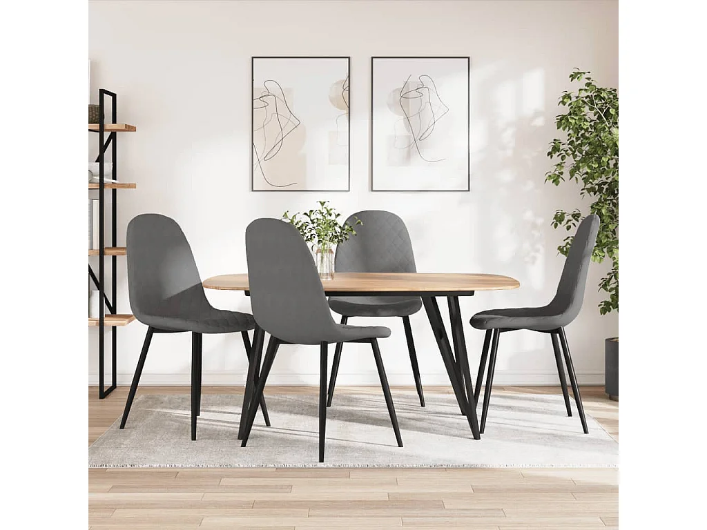 Set di 4 sedie da pranzo in velluto grigio chiaro
