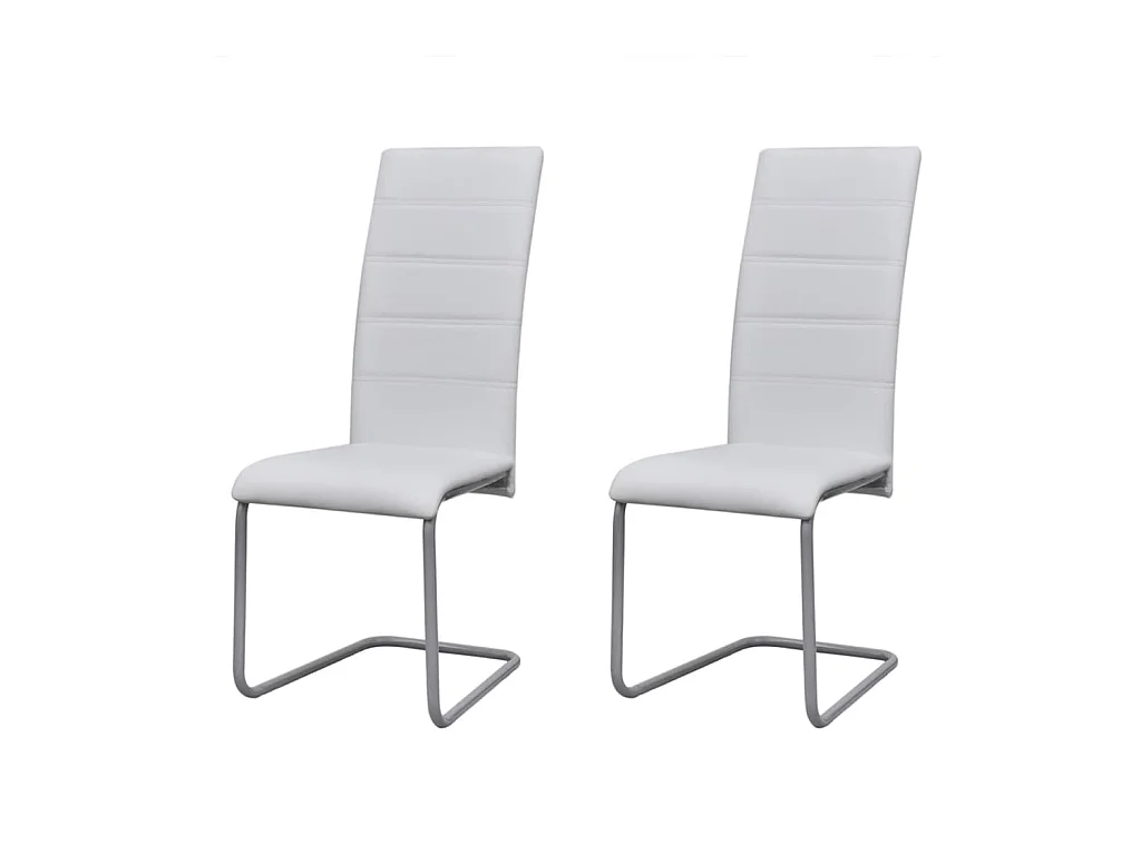 Chaises à manger cantilever lot de 2 blanc similicuir