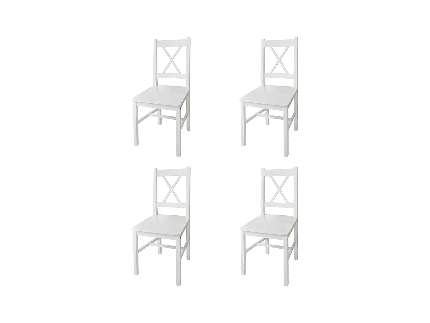 Set di 4 sedie da pranzo in legno di pino bianco