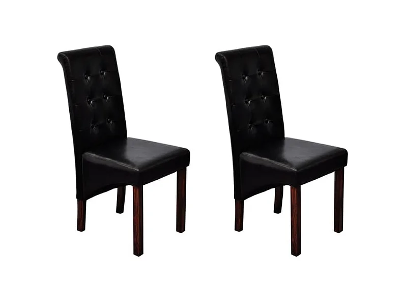 Chaises à manger lot de 2 noir similicuir