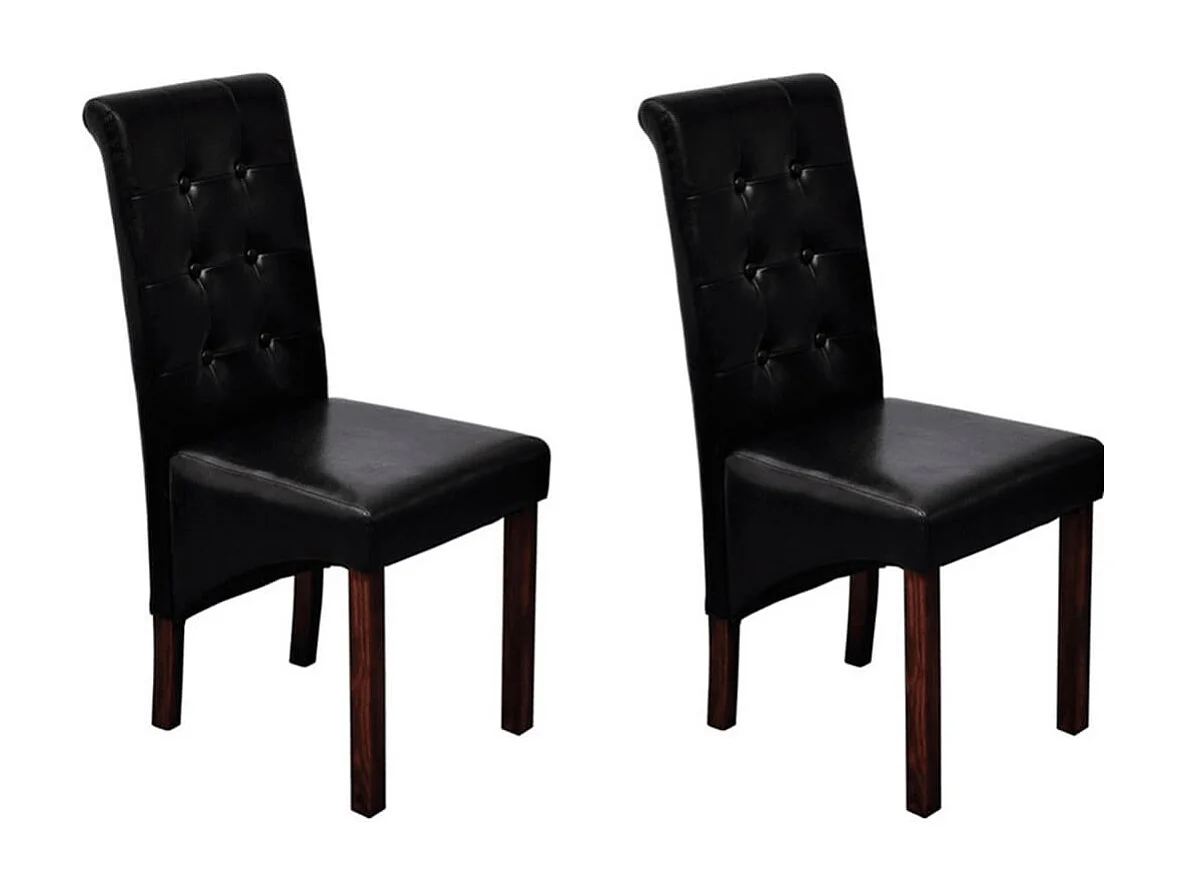 Chaises à manger lot de 2 noir similicuir