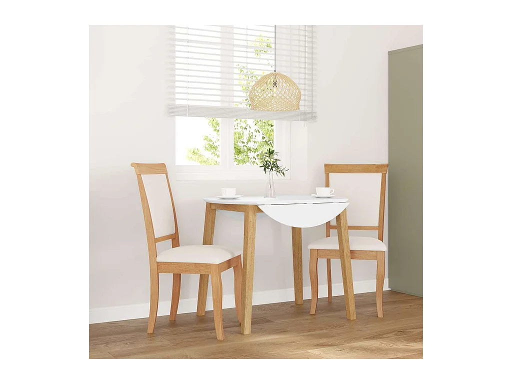 Chaises à manger coussins 2 pcs naturel bois massif caoutchouc