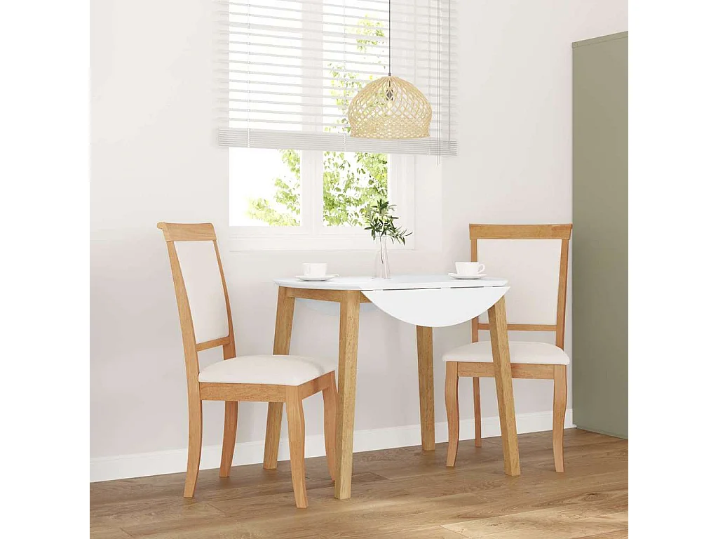 Chaises à manger coussins 2 pcs naturel bois massif caoutchouc