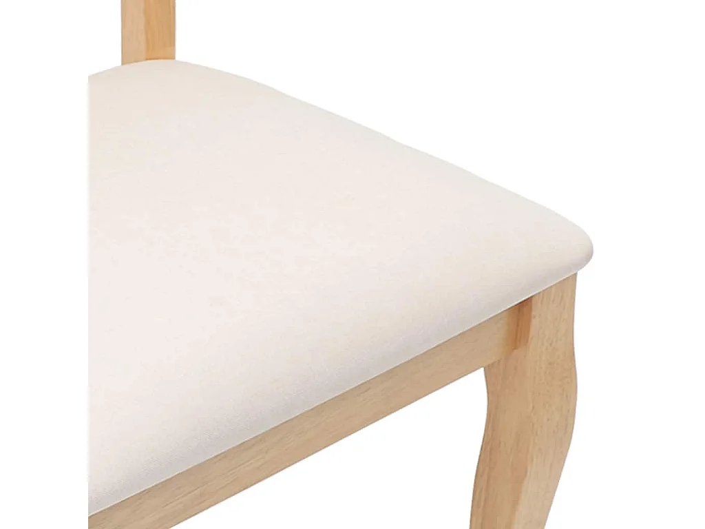 Chaises à manger coussins 2 pcs naturel bois massif caoutchouc