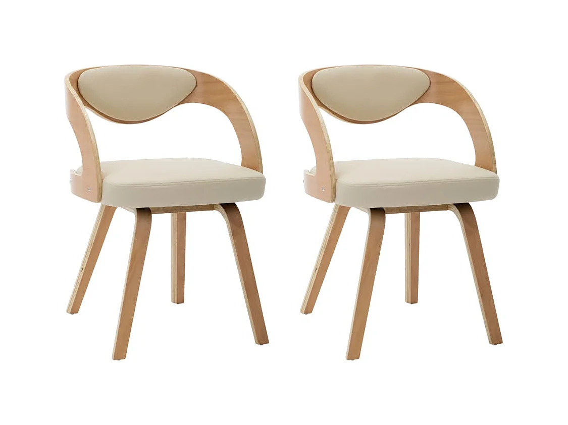 Chaises à manger lot de 2 crème bois courbé et similicuir