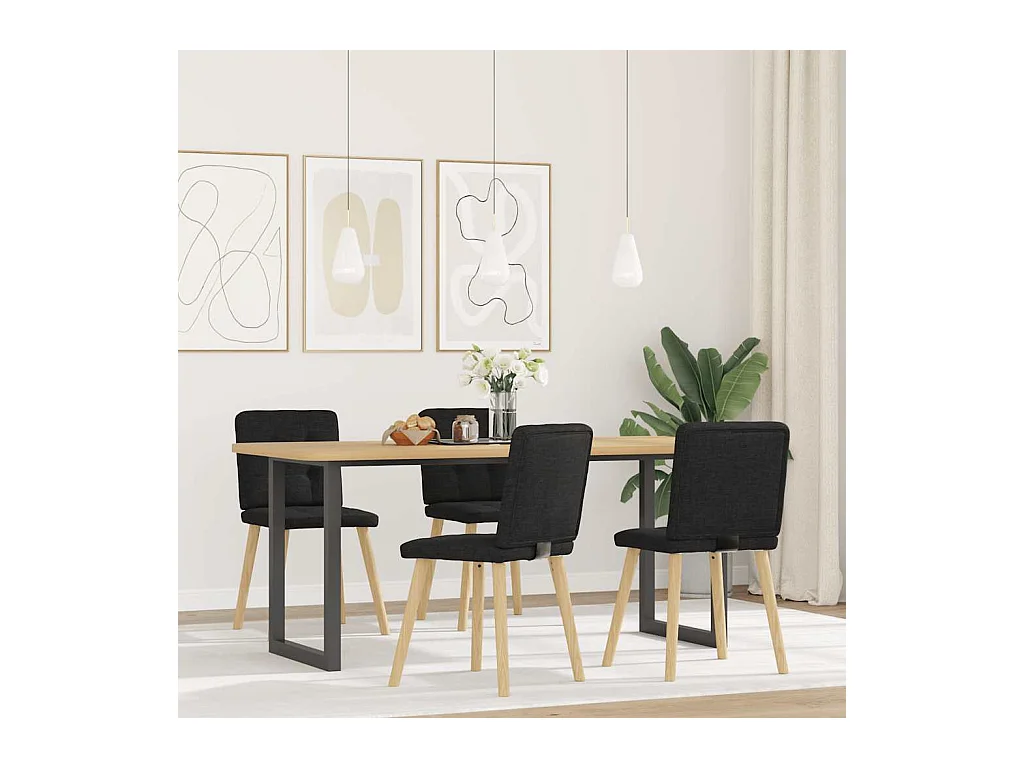 Eetkamerstoelen set van 4 zwarte stof