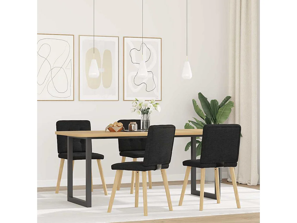 Chaises à manger lot de 4 noir tissu