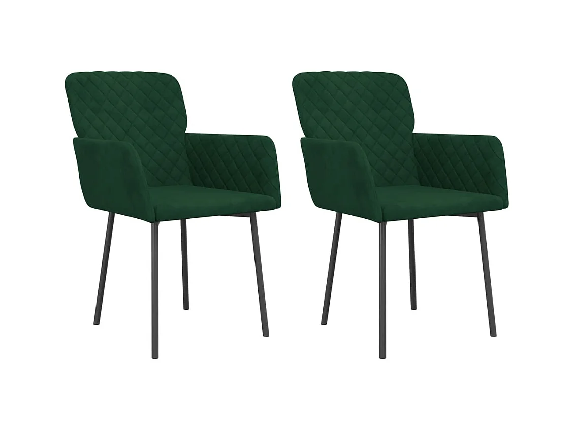 Set di 2 sedie da pranzo in velluto verde scuro