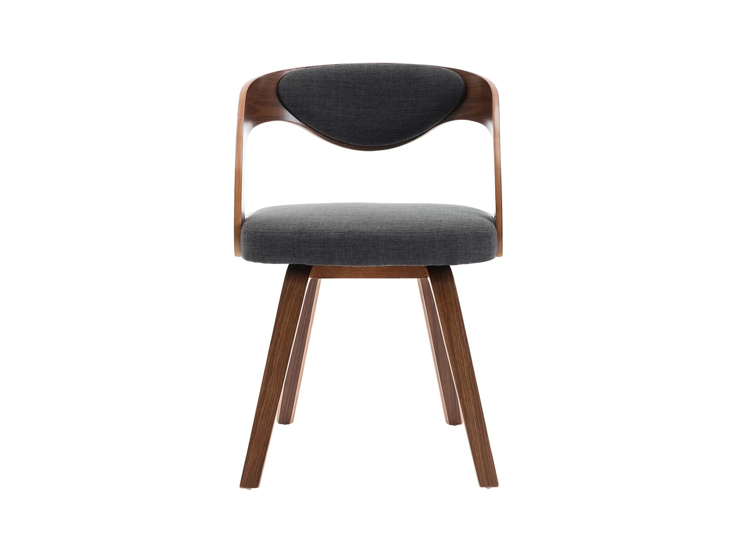 Set di 4 sedie da pranzo in legno curvato grigio scuro e tessuto