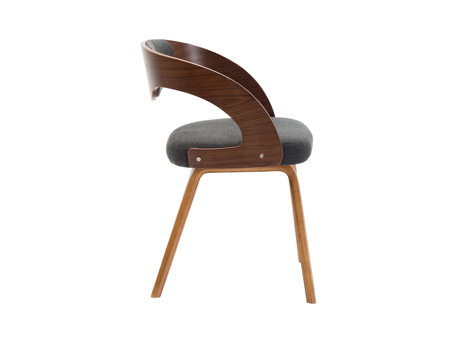 Set di 4 sedie da pranzo in legno curvato grigio scuro e tessuto