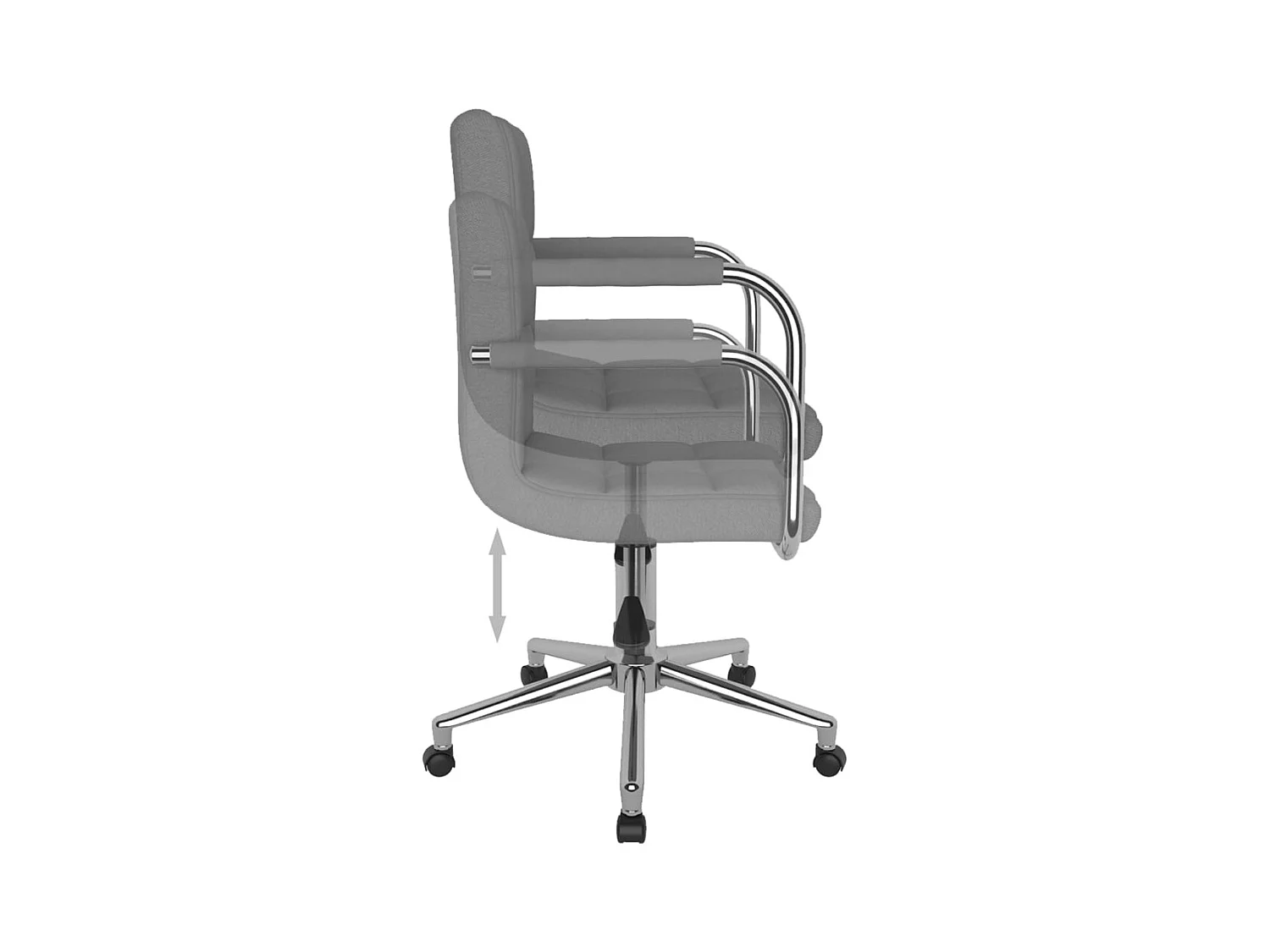 Draaibare eetkamerstoel van lichtgrijze stof