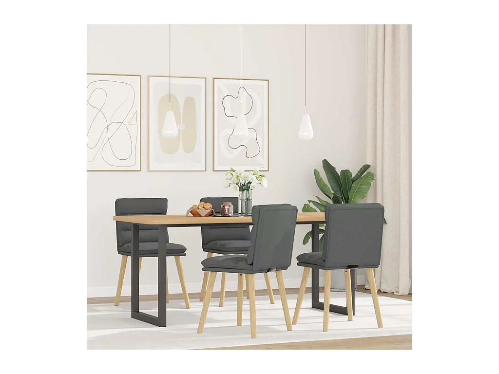 Juego de 4 sillas de comedor de tela gris oscuro