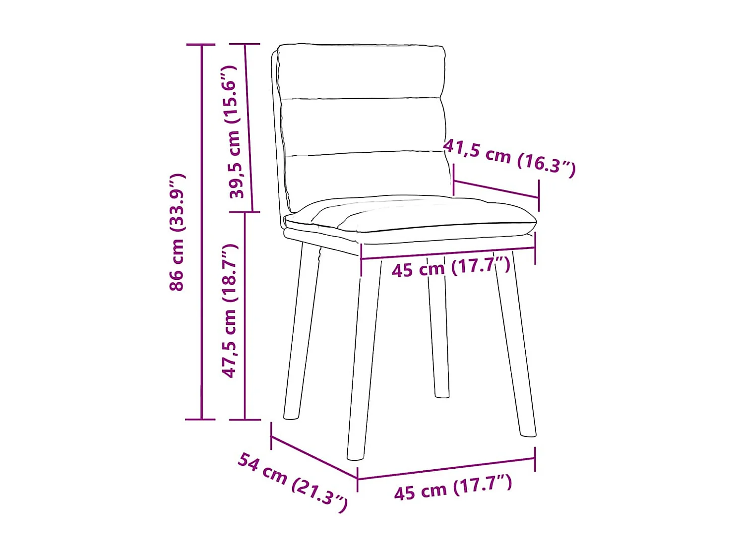 Juego de 4 sillas de comedor de tela gris oscuro
