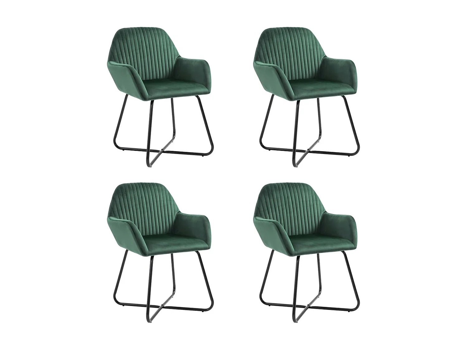 Juego de 4 sillas de comedor de terciopelo verde
