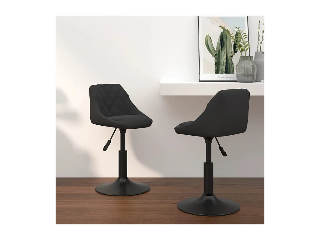 Chaises pivotantes à manger lot de 2 Noir Velours