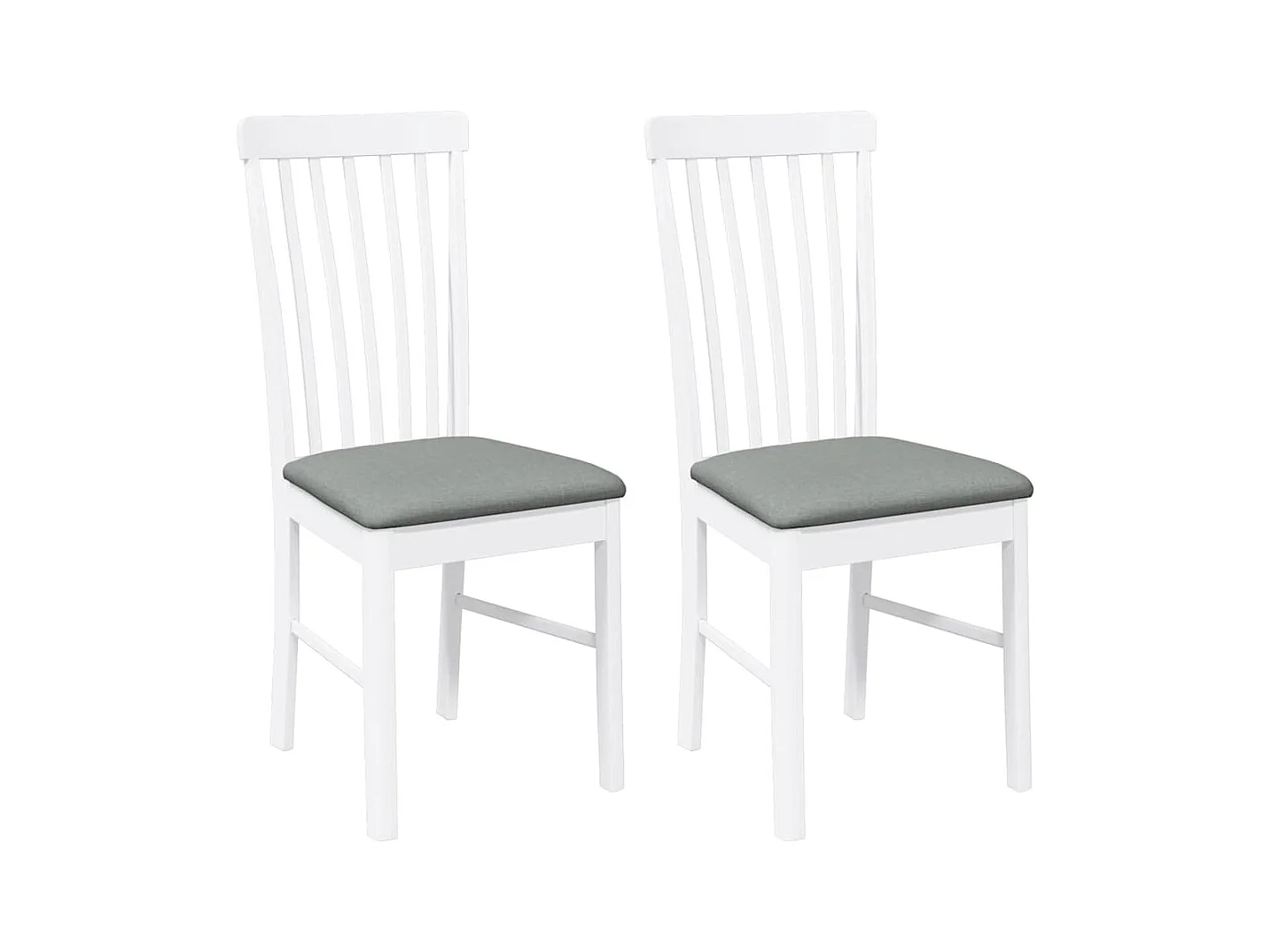 Chaises à manger coussins 2 pcs blanc bois massif caoutchouc