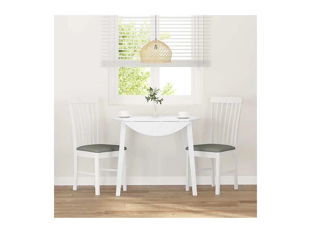 Chaises à manger coussins 2 pcs blanc bois massif caoutchouc