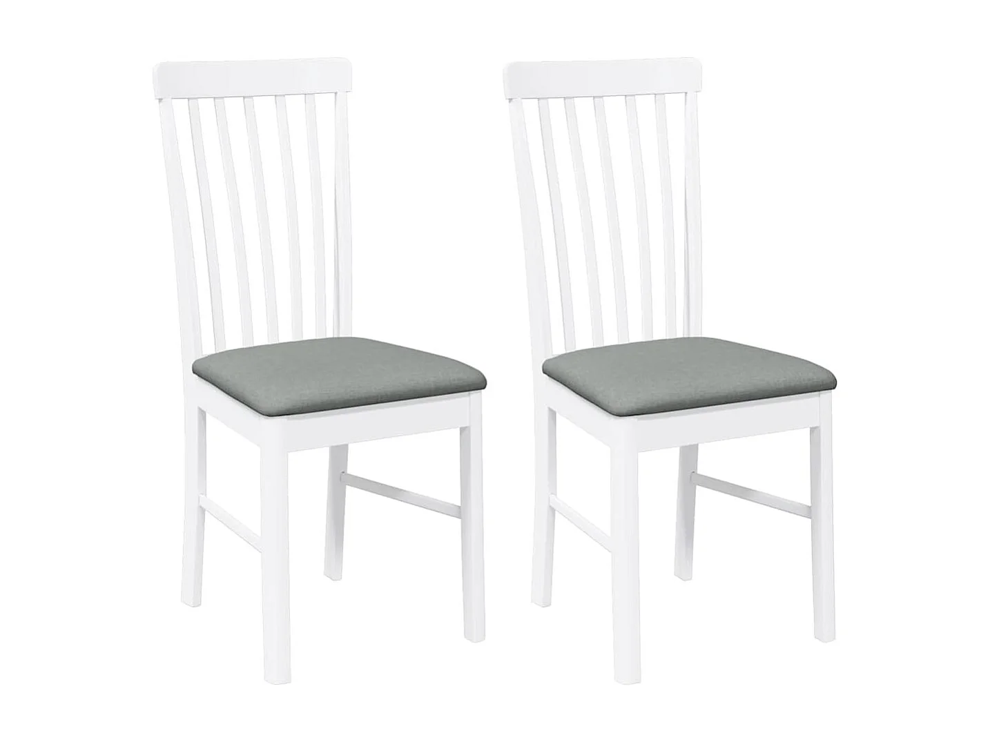 Chaises à manger coussins 2 pcs blanc bois massif caoutchouc