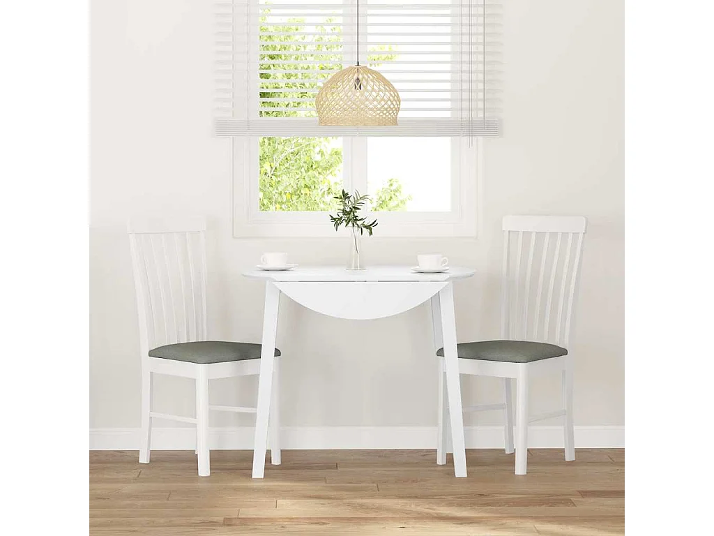 Chaises à manger coussins 2 pcs blanc bois massif caoutchouc