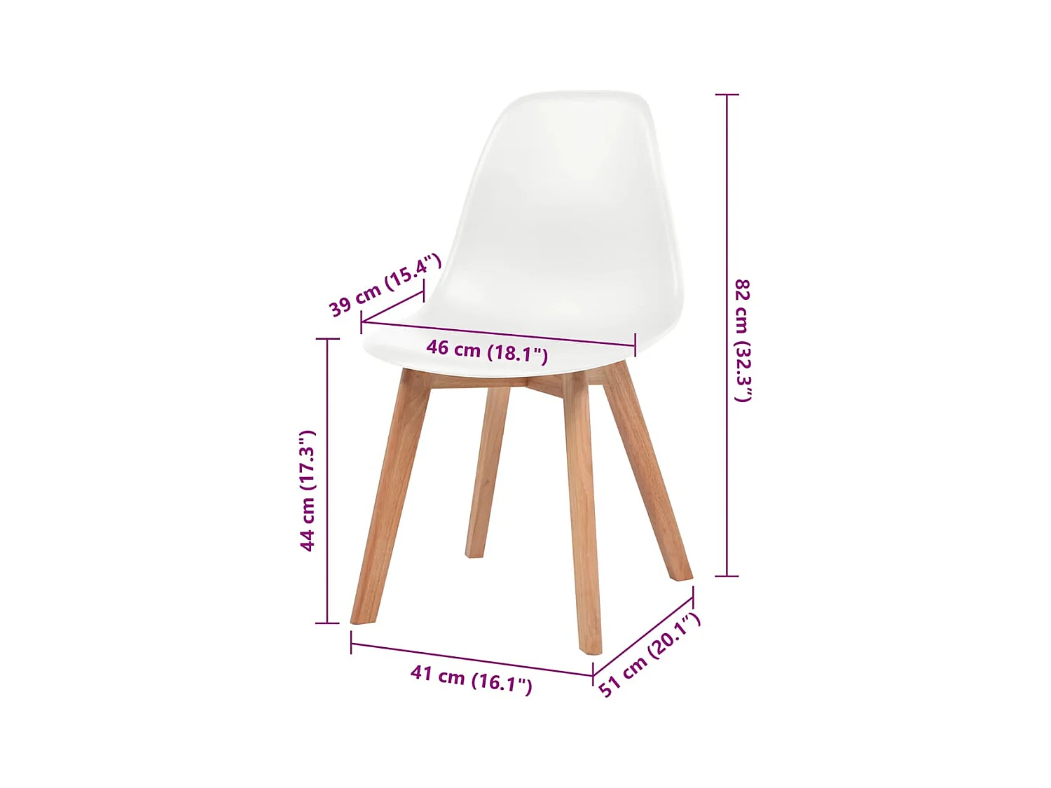 Juego de 6 sillas de comedor de plástico blanco